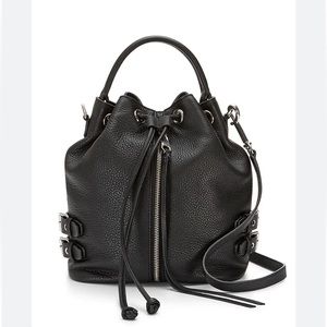 Rebecca Minkoff Black Leather Moto Bucket Bag